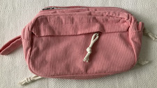 Pencil Case organizer make-up pink corduroy soft pockets