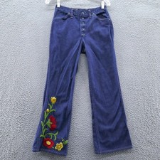 Vintage 1960s Wrangler Floral Crewel Embroidered Jeans Button Fly 13/14