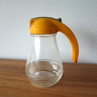 Vintage Glass Syrup Honey Dispenser Federal Tool Corp Yellow Top Metal Slide