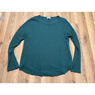Old Navy Ribbed Long Sleeve Top Womens XL Dark Green Adult Casual Stretch