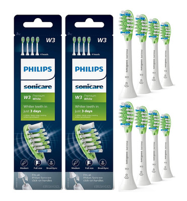 8 Stück  Philips W3 Sonicare Bürstenkopfe   Schwarz/Weiß HX9064 C3 C1 W2 Neu~