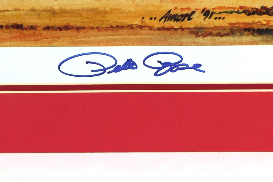Pete Rose Signed 16 x 20 Color Matted Lithograph Reds JSA Auto - Image 2 of 4