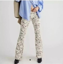 Free People We The Free Penny Pull On Flare Jeans 25 Cream-Brown Dessert Cowboy