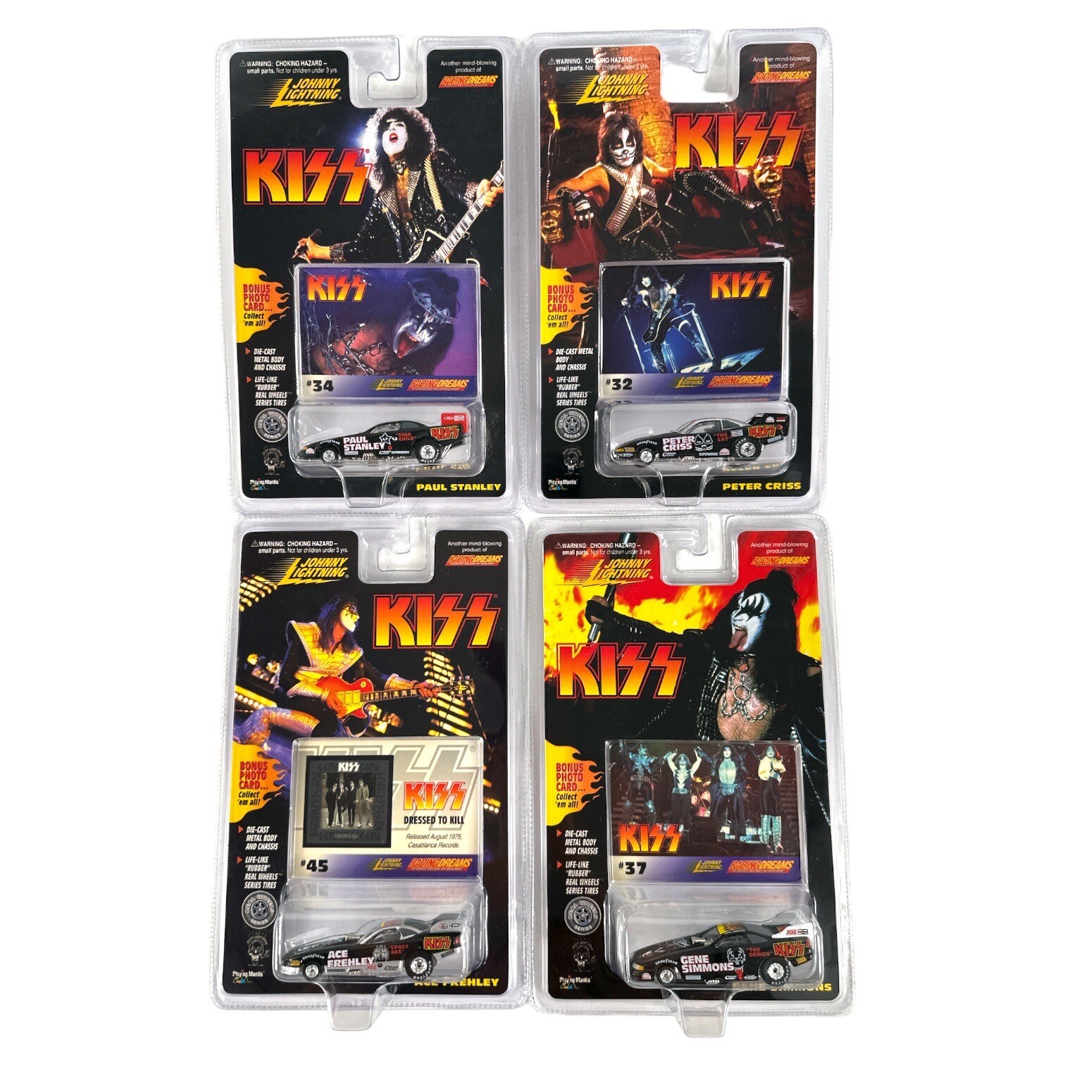 Vintage 1997 Johnny Lightning KISS Cars Set of 4 Simmons Stanley Criss