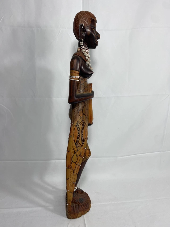 Antigua estatua de madera de mujer tribal africana | Estatua tribal | Estatua africana | T Foto 2 de 4