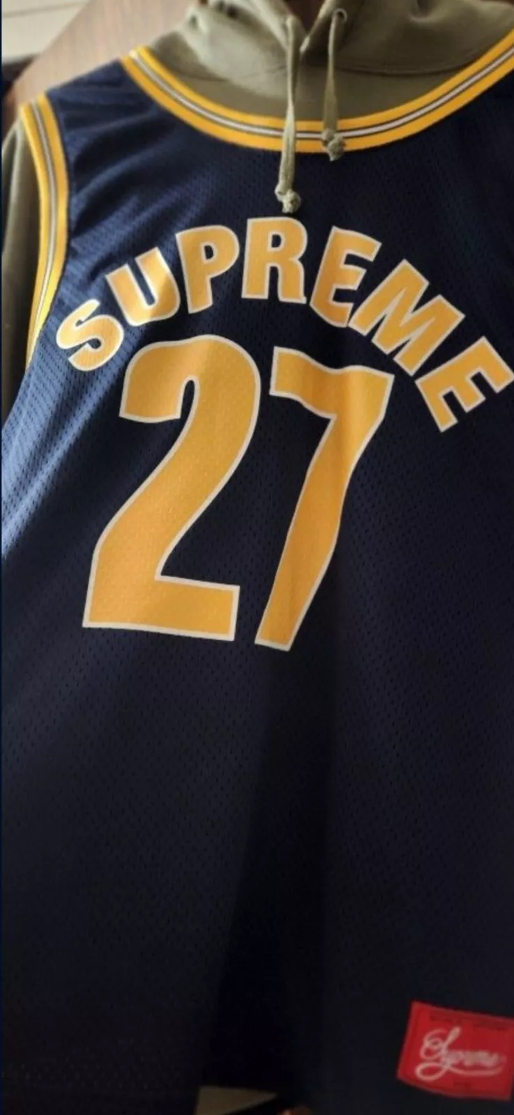 Sweat à capuche Supreme Basketball Jersey vert olive taille LARGE L SS21 