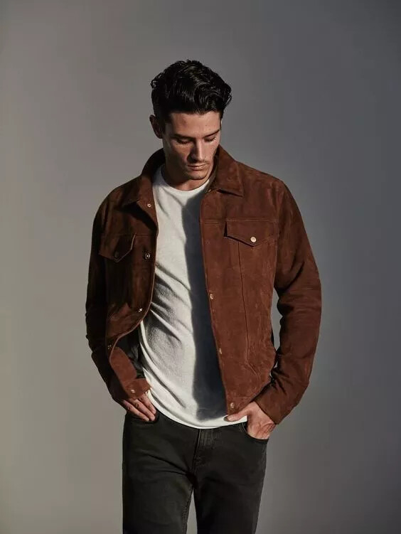 定価　83600円 SUEDE TRUCKER JACKET ブラウン　サイズ2 Men's Suede Trucker Jacket in Dusty Tan - Thursday