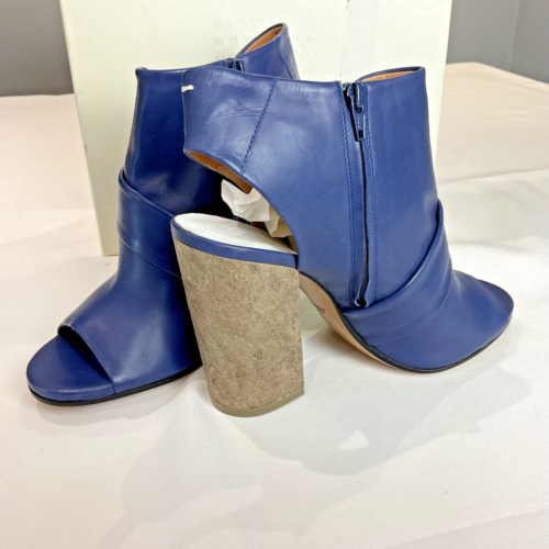 NEW MAISON MARTIN MARGIELA HEEL SANDAL SHOE BLUE LEATHER SIZE UK 7 EU 40 ITALY - Picture 9 of 17