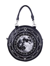Restyle Luna Round Witch Full Moon Stars Emo Punk Rock Round Handbag Purse Bag