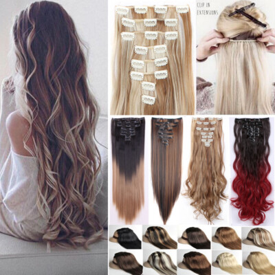 17 23 24 26 Inch Long Straight wavy as Remy Human Hair Piece Hair  Extensions US