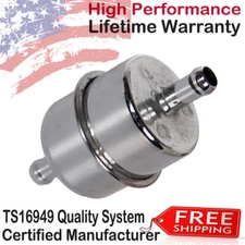 Universal 9746 Chrome Plated Canister Fuel Filter inline 3/8" ID 3.85 x 1.71 NEW