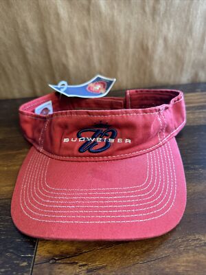 Vintage 2004 Budweiser Beer Anheuser Busch Red Visor Hat New With Tags