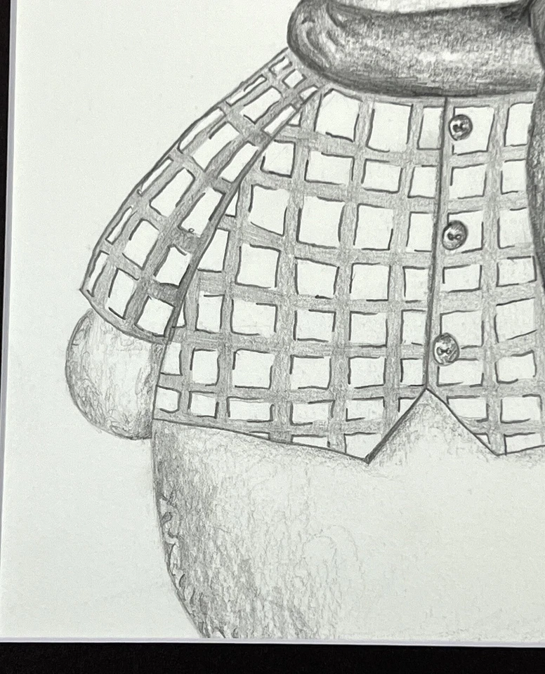 Original Lápiz Dibujo Muñeco de Nieve Invierno Sombrero Bufanda Mitones 14x11” Bellas Artes Foto 3 de 4