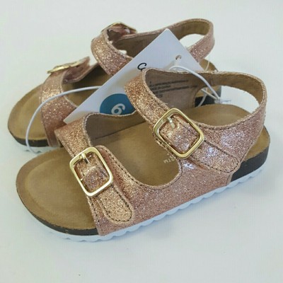 NEW! Cat & Jack Toddler Girls' Rose Gold Glitter Comfort Sandals CHOOSE SIZE | eBay