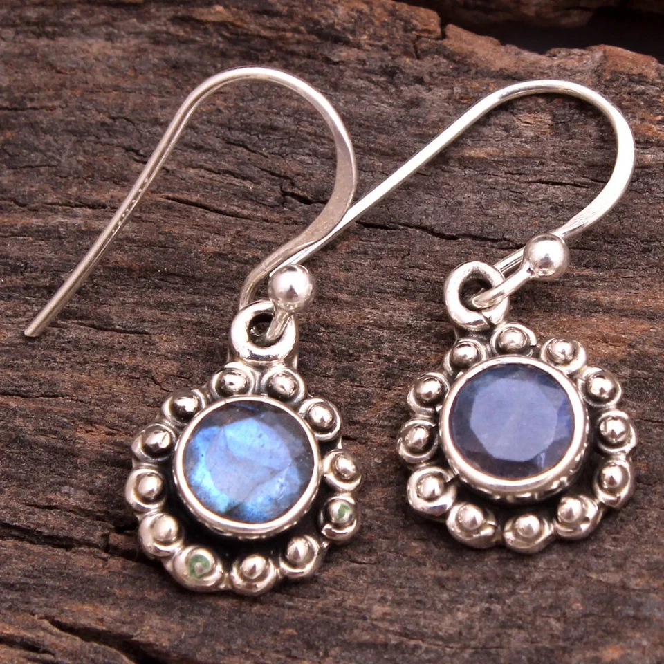 Pendiente colgante de labradorita-joyería de plata de ley 925, regalo perfecto Foto 2 de 4