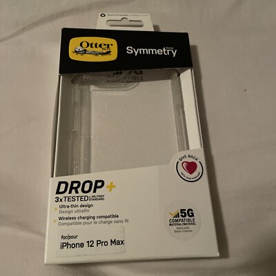 Brand New Otter Box Symmetry  Series Case  iPhone 12 Pro Max Clear Silver Flake