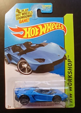 2014 Hot Wheels LAMBORGHINI AVENTADOR J 196 - Blue - HW WORKSHOP