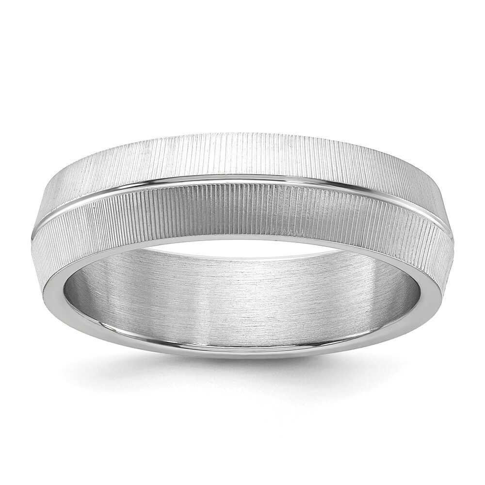 Titanium Polished and Textured 6mm Band Ring Size 8 for Men 3.01gm