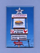 WHATABURGER LOGO *2X3 FRIDGE MAGNET* RESTAURANT HAMBURGER FAST FOOD CHAIN FOOD