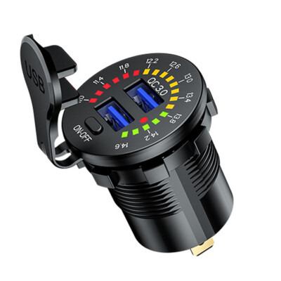 Dual USB Car Charger With Quick Charge 3.0 & LED Voltmeter - Fast Charging Adapter