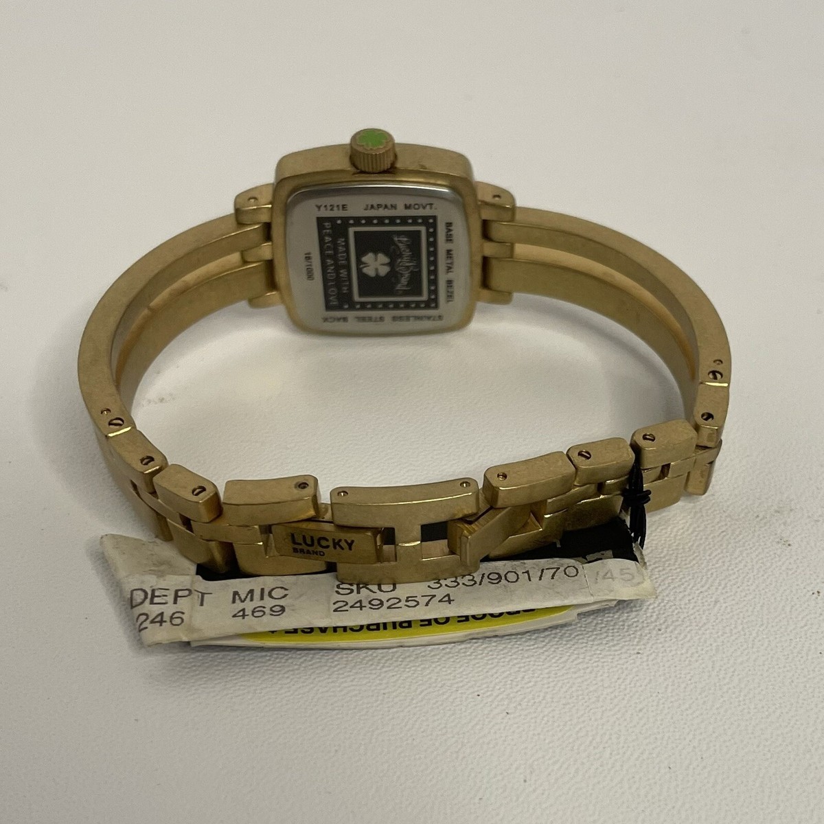 Y121e Lucky Brand Watch Peace And Love NWT New Lucky Brand Women's Watch  Gold Tone/Blacj, image size:1200x1200