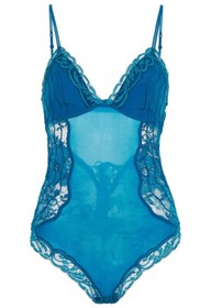 ~NEW~ La Perla $1295 Desert Rose Padded Bodysuit &ndash; Teal 36B