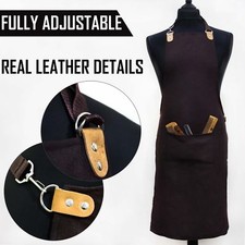 Professional Barber s Adjustable Apron With Front Pocket in Deep Brown Color