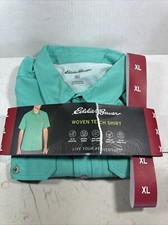 Eddie Bauer Men's Moisture Wicking Woven Tech Shirt Starling Turquoise