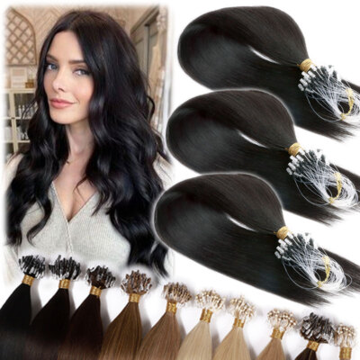 200 Strähnen Microring 100% Echthaar Extensions Haarverlängerung Nano Rings Tip