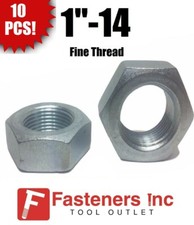 (Qty 10) 1"-14 Fine Hex Jam (Thin) Nuts Zinc Plated Low Carbon Grade 2