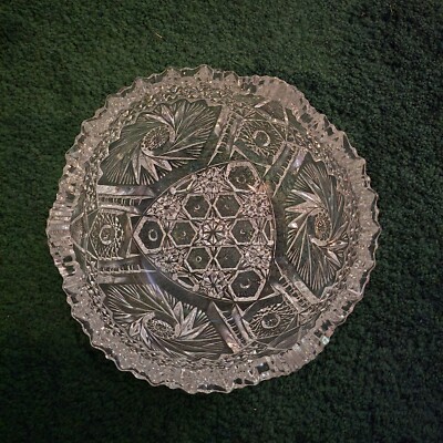 Vintage L.E. Smith EAPG Bowl Clear Crystal Saw Tooth Rim -  Comet In The Stars 