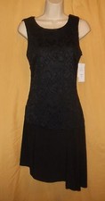 MSK women's black evening cocktail party dress lace top asymmetrical 6 8 10 $89