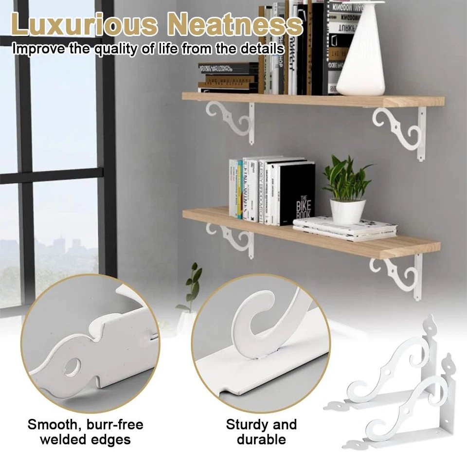 4 Pièces Equerre Fer Forge 140 x 110mm Equerre Etagere Équerre pour Étagere M... - Photo 2/4