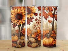 Fall Themed 20 oz Skinny Tumbler Sublimation, Custom Tumbler, Stainless Steel