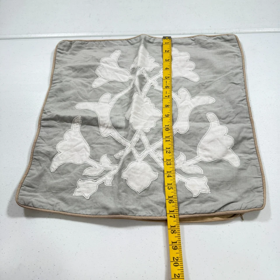 barbara barry sham euro gris floral mezcla lino cremallera moderna Foto 4 de 4