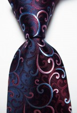 New Classic Paisley Red Pink Blue JACQUARD WOVEN Silk Men's Tie Necktie