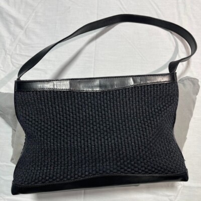 Suarez New York Made In Italy Black Leather And Mesh Handbag Purse 