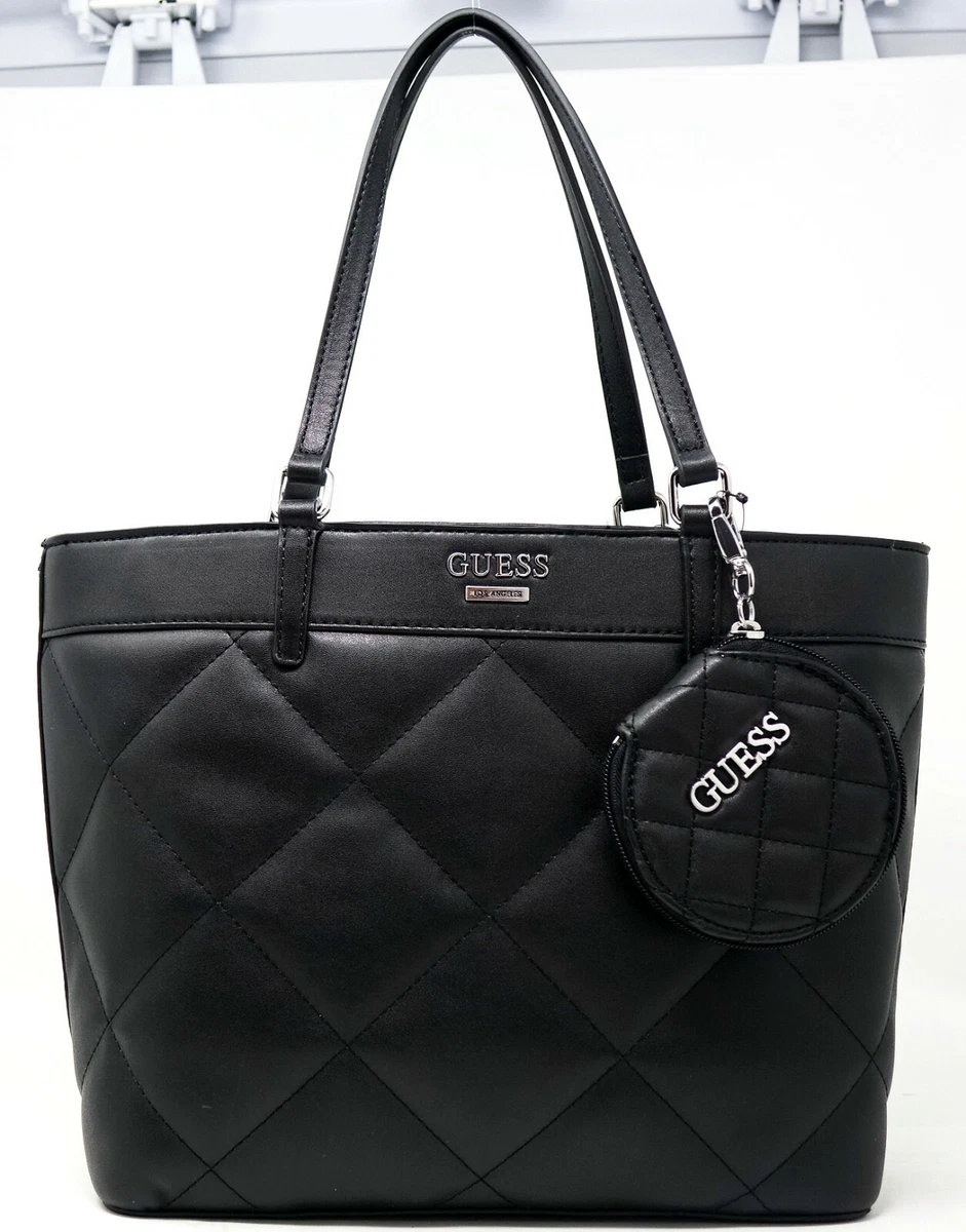 NEW GUESS Women s Garren Black Quilted Tote Bag Handbag Purse Pouch