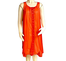VTG 60s Red Vanity Fair Babydoll Double Layer Chiffon Nightgown Gown SZ M READ