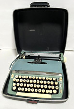 Smith Corona Vtg Super Sterling Green Typewriter with Case - For Parts Repair thumbnail
