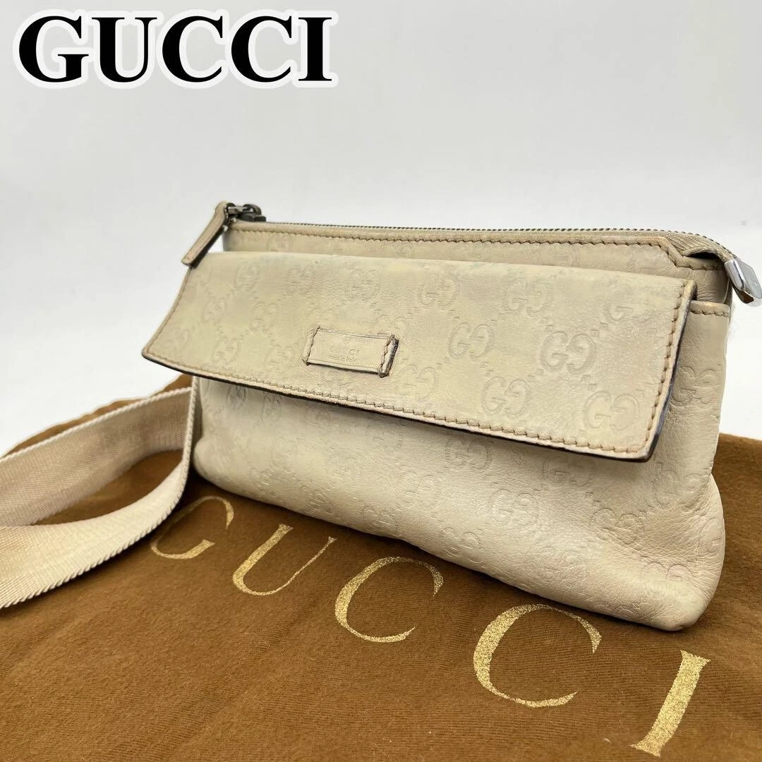 GUCCI GG Sima cuir ivoire sac à fesses bandoulière ceinture poche taille pack 162916