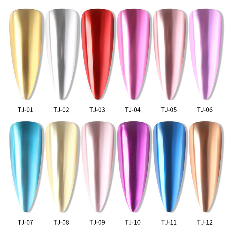 KADS Chrom-Nagelpuder-Stift Set – 9 Holografische Farben, Mit Luftkissen-Applikator Für Spiegelnden Effekt, Für Gel & Lack