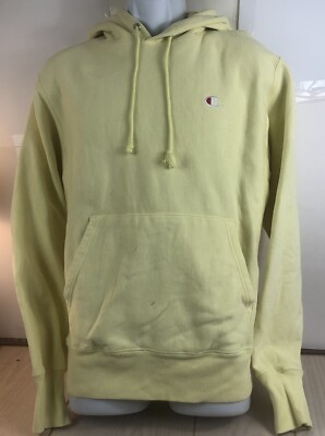 Champion Men s Medium Reverse Weave Yellow Hoodie Pullover Sweatshirt Heavy