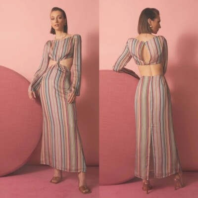 Urban Outfitters Winter Muse Daphne Dress in Multi Stripe Size 6 XS NWOT  $299 | eBay