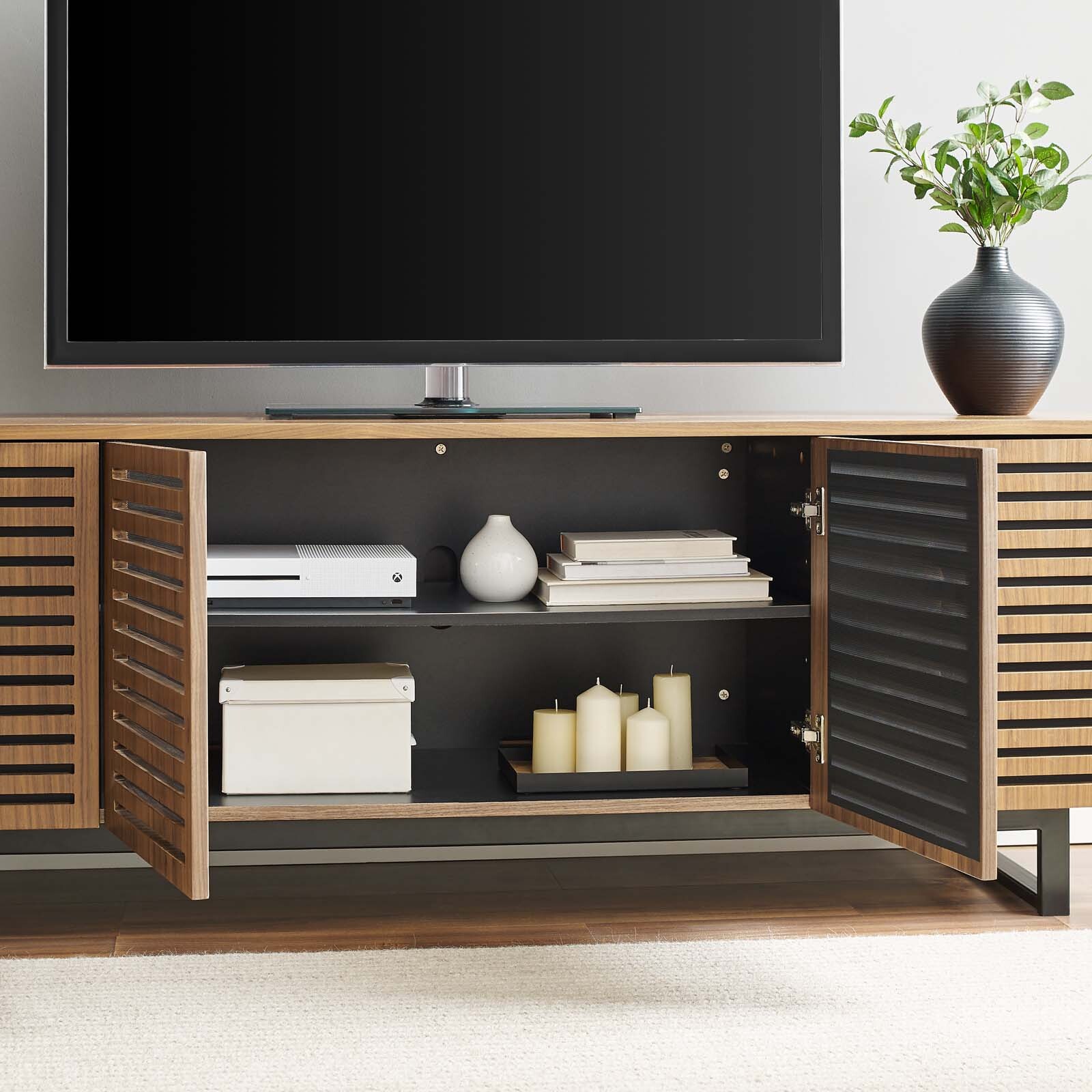 Modway Parker 73" Wood TV Stand in Walnut
