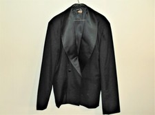 Shein Black Satin Lapels Double Breasted 42R Tuxedo Jacket Men Blazer Sz XL