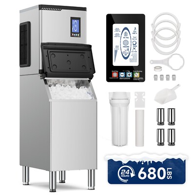 Commercial Ice Maker Machine 680lbs/24h Large Capacity 560lbs,Industrial Nugget