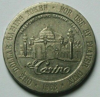 1968 Freeport Bahama (Caribbean) Slot Machine Token $1 Dollar Grand Bahama