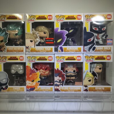 Lot Of 8 My Hero Academia Funko Pop Infinite Deku, Endeavor, Gang Orca, Twice#ML