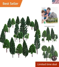 Assorted Miniature Fake Trees for Diorama Scenery - 22 Pieces in Natural Green